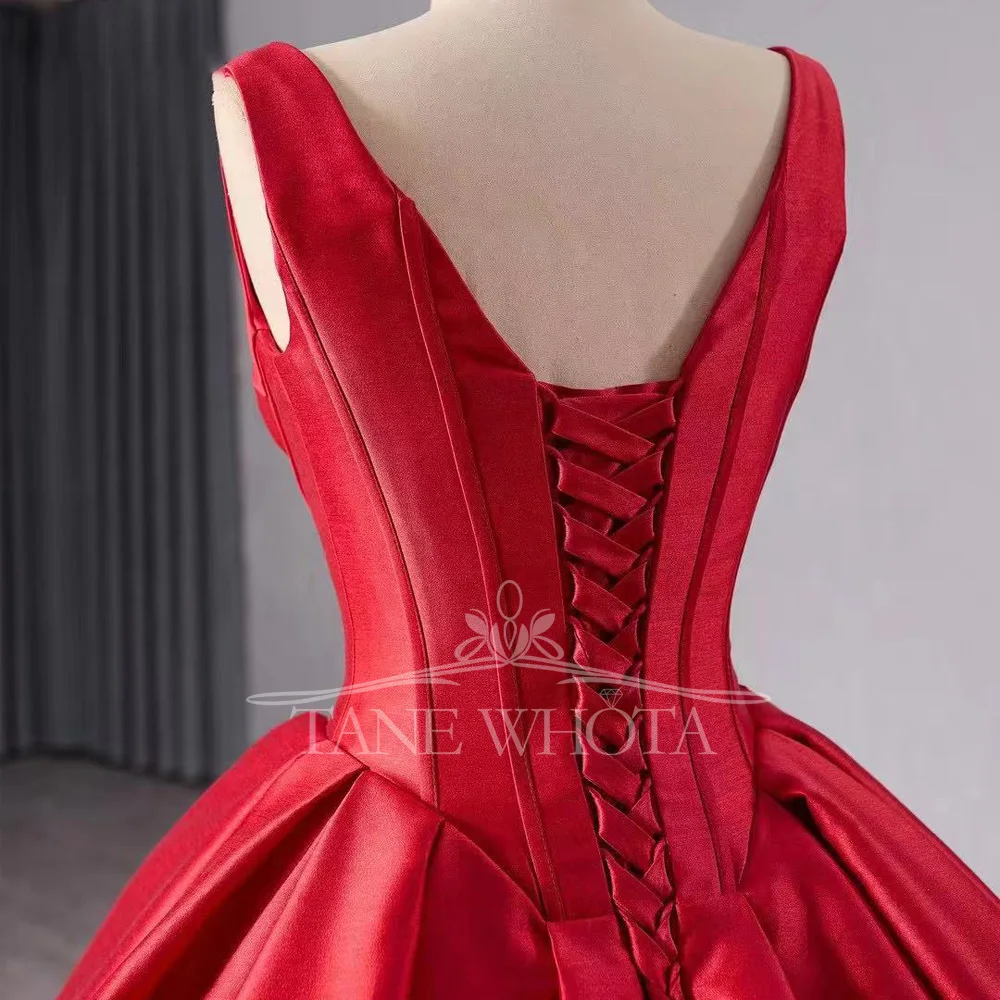 فساتين سهرة نسائية بأشرطة سباغيتي فستان سهرة بأربطة من الخلف فساتين حمراء طويلة