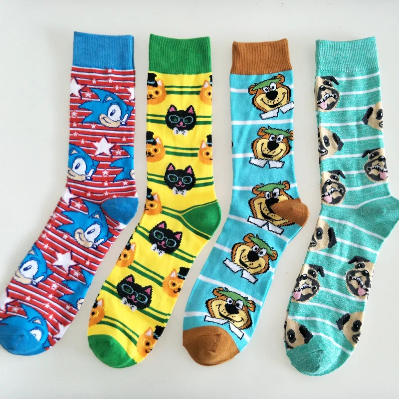 Cute Fashion Soft Novelty Cotton Women Socks Colorful cartoon animal Happy Funny Socks For Girl Gift Unisex Socks men socks