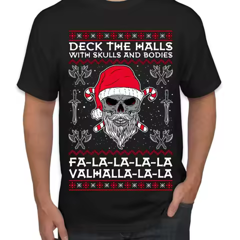 Valhalla Deck The Halls With Skulls Bodies Men T Shirt