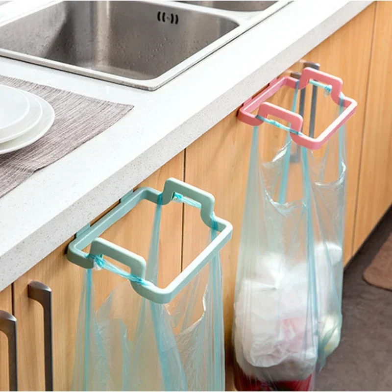 Trash Rack Storage Garbage Bag Holder Cupboard Door Back Kitchen Garbage Rubbish Bag Cabinet Hanging Kitchen Organizer