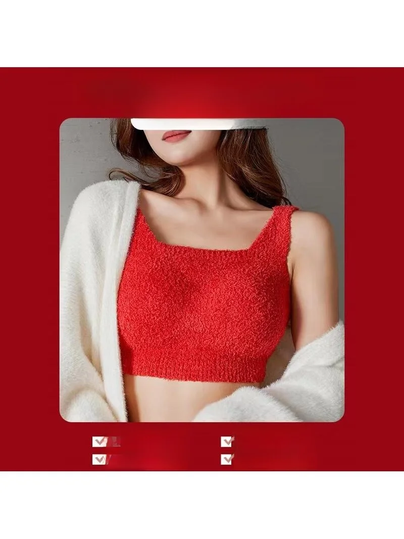 

Ladies Thiened Fce Warm Vest One-Piece Inner Wear Underwear with Chest Pad No Bra Needed Cleanfit U-Ne Pure Color