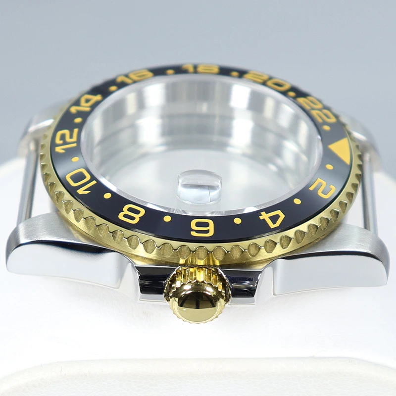 Fenya 40 mm saffierglas horloge stalen duikkast zilver goud MOD Fit GMT Seiko Nh35 Nh36 Nh34 Eta 2824 Miyota 8215 28,5 mm wijzerplaat