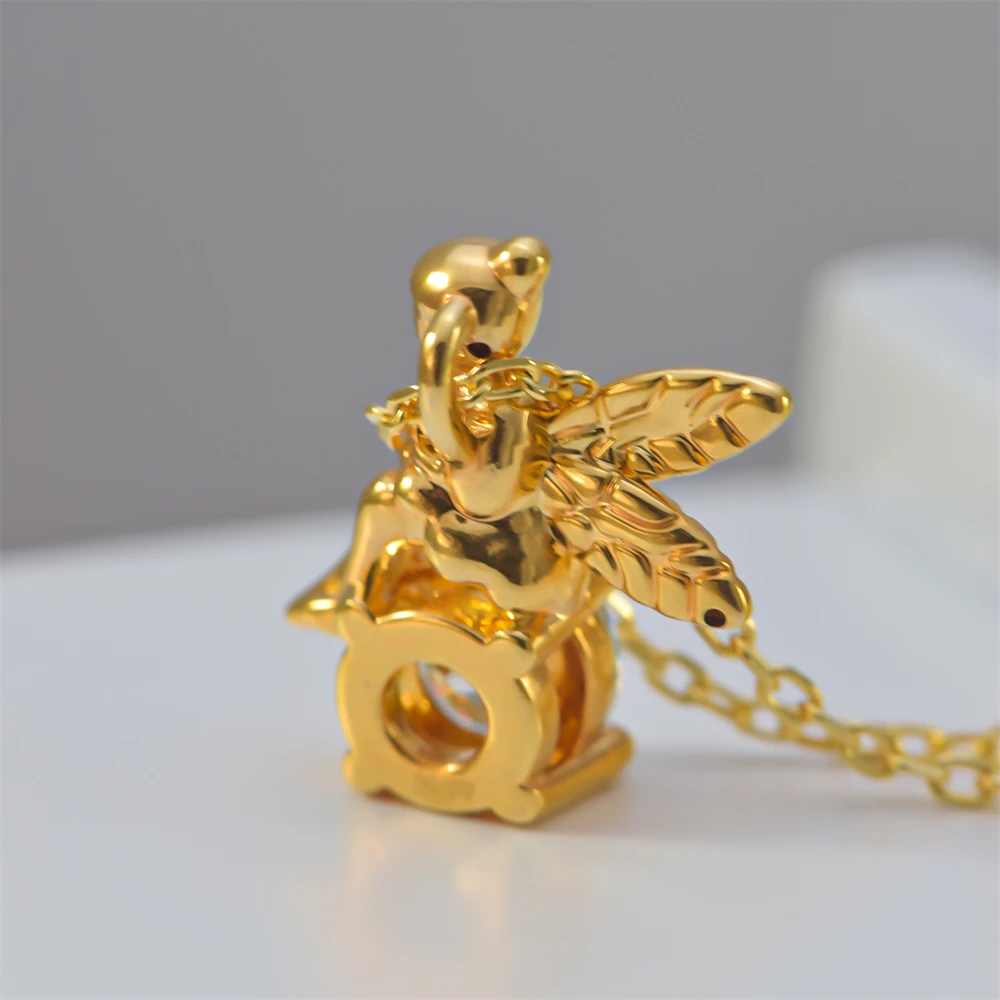 Imagem -03 - Angel Girl Pendant For Girl Real 18k Gold Moissanite Pendant Estilo Simples Fine Jewelry Festival Grande Presente Nova Moda Au750 1ct