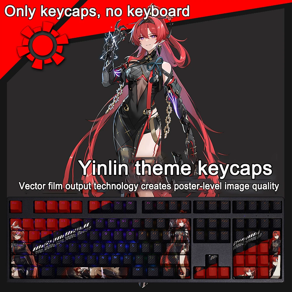 108 Keys Keycap Wuthering Waves Encore Keycap PBT Dye Subbed Cherry Backlit Keycaps Anime Key Caps For ANSI 61 87 104 108 Layout