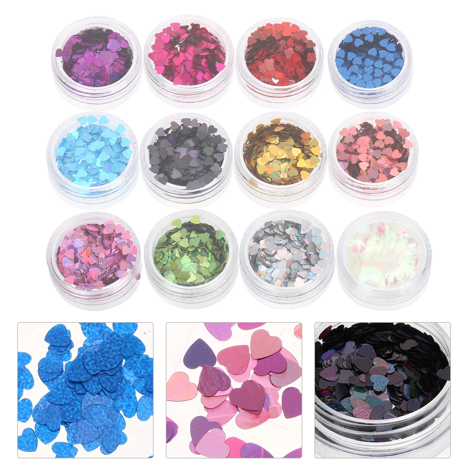 

12 Boxes Heart Shaped Glitter Sequins for Nail Art Glamorous Design Ideal Festival Accessories Rave Concert Body Face Makeup