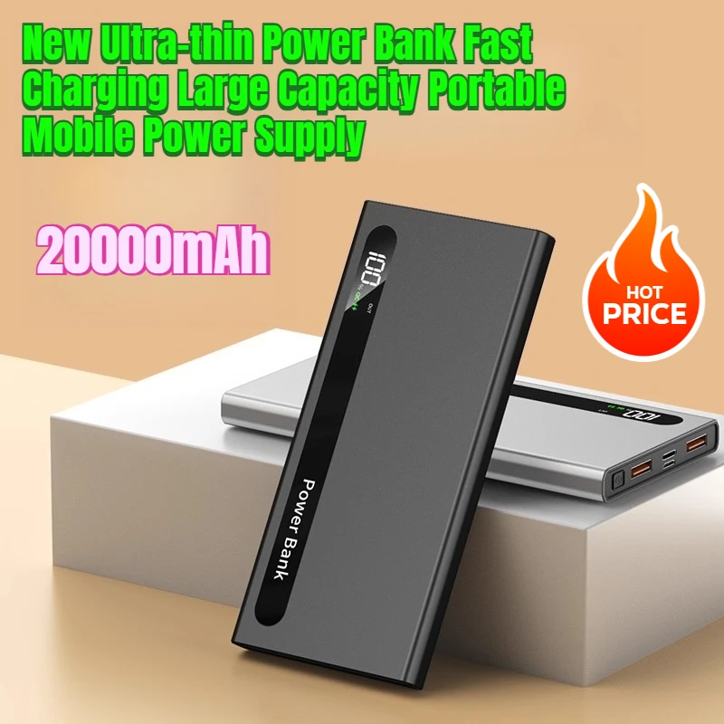

20000mAh New Ultra-thin Power Bank Fast Charging Large Capacity Portable Mobile Power Supply