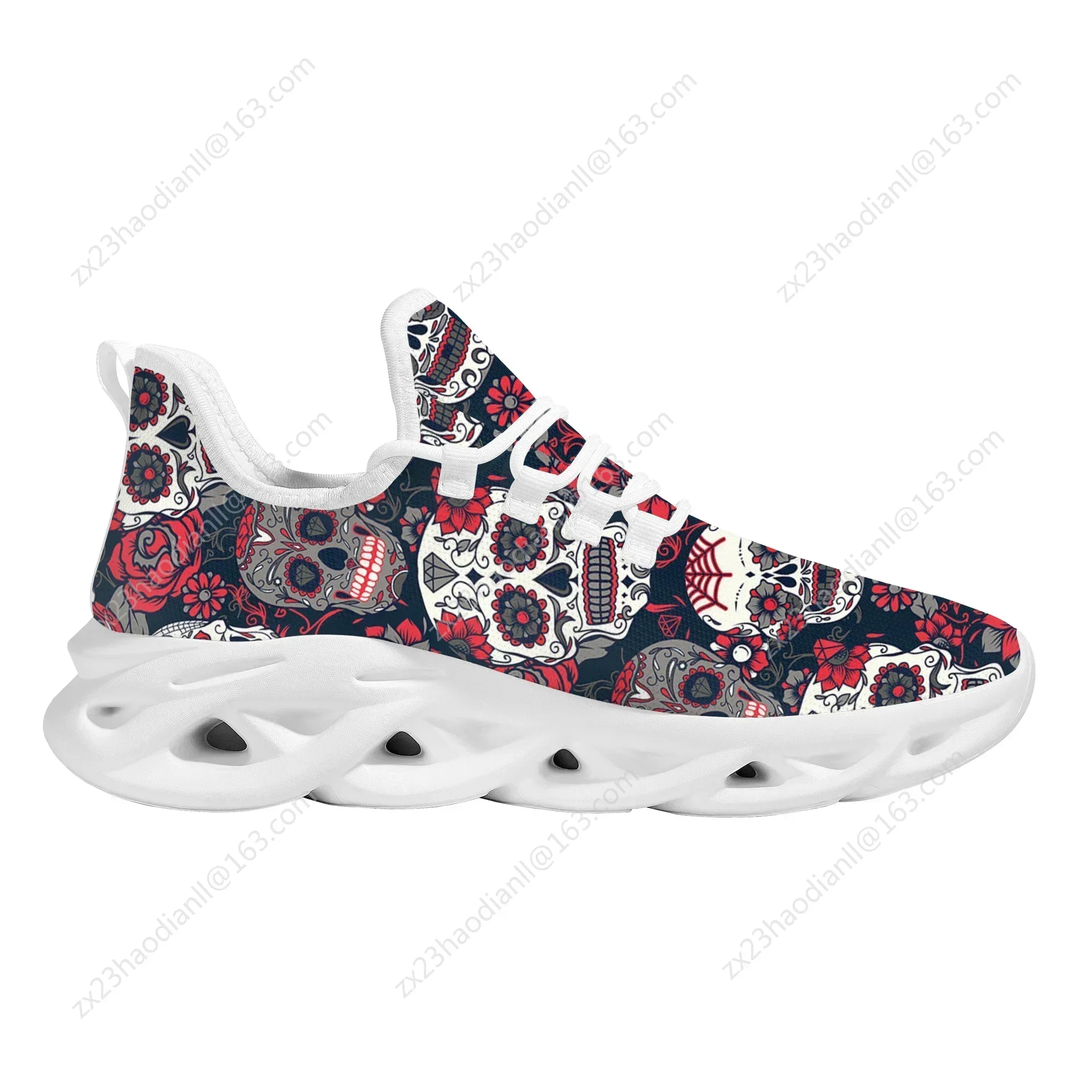 

Horror Sugar Skull Ladies Walking Shoes Fashion Comfortable Non-slip Lace Up Running Shoes Lightweight Outdoor Casual Sneakers