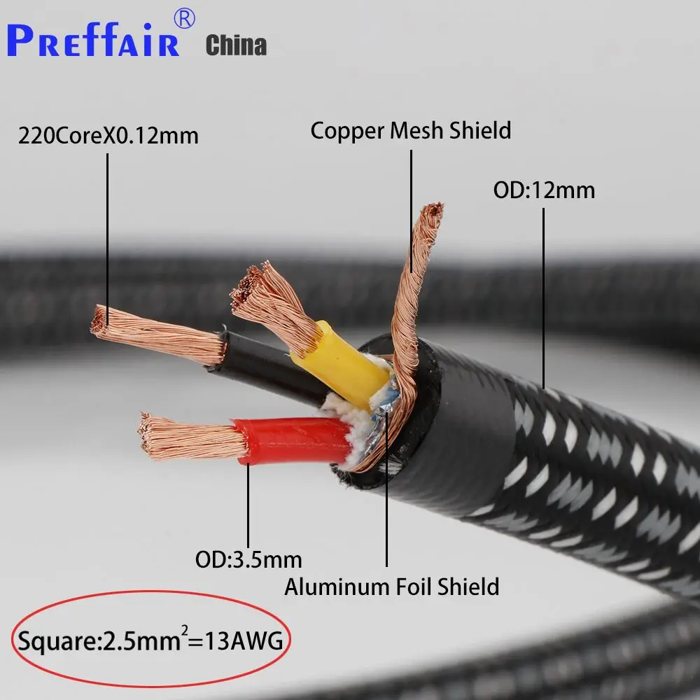 Preffair 13AWG OFC Copper Soft Schuko Mains Power Cord Cable HIFIEU Plug AC Extension Cable Audiophile For CD Tube Amplifier