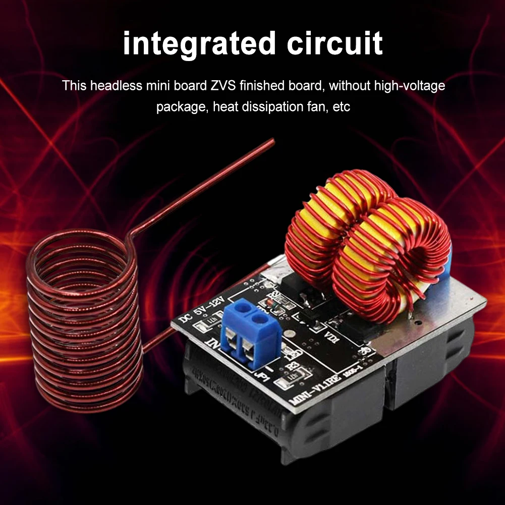 120W Mini ZVS Induction Heating Board DC 5-12.0V Input Voltage Heating Driver High Frequency Large Power