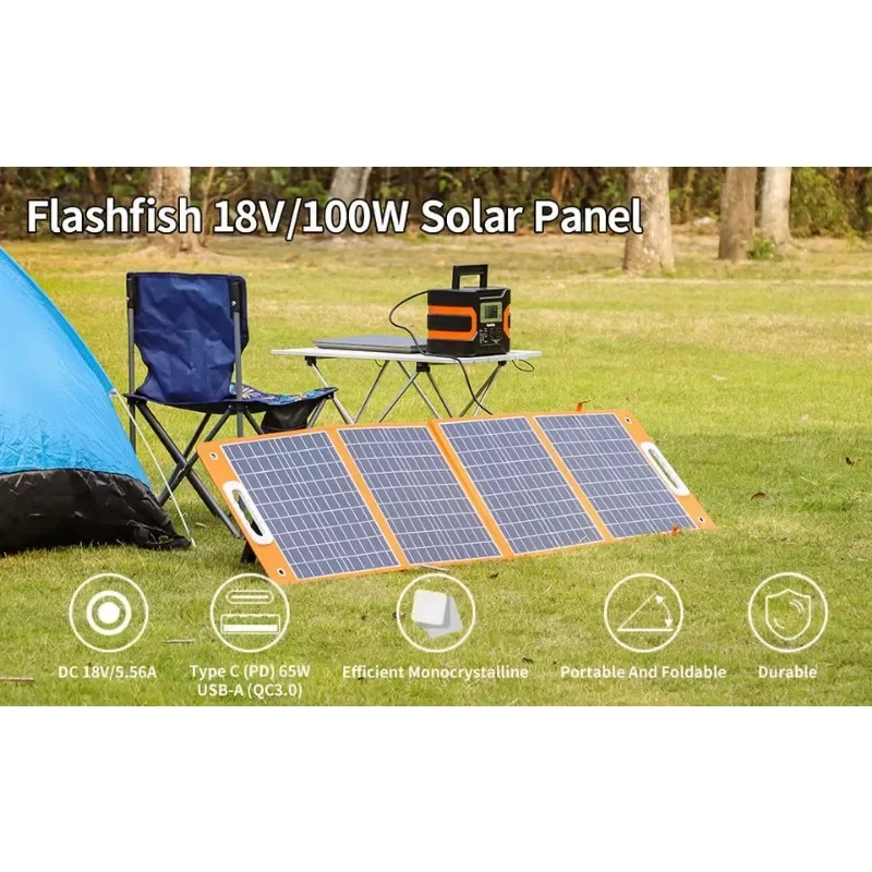 Lightweight Monocrystalline Folding Solar Panel Kit 100W 200W Portable Outdoor Camping Foldable Rechargeable Power Panel