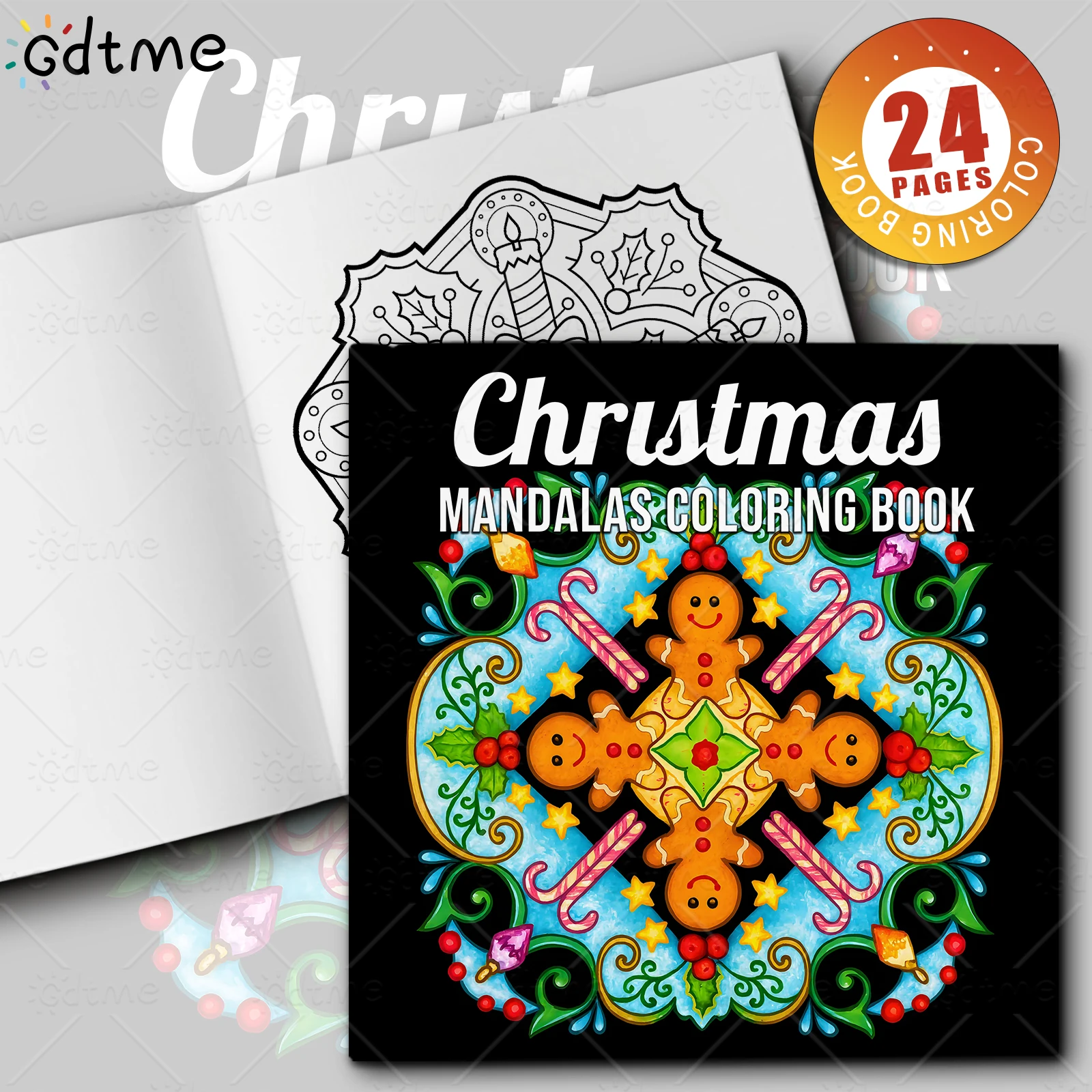 Weihnachts-MANDALAS-Malbuch für Erwachsene, stressabbauendes Bilderbuch, kreative Farbpraxis, Urlaubs- und Geburtstagsgeschenke