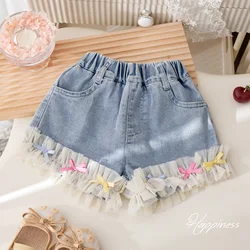 Baby Girls Lace Jean Shorts Kids Short Pants Toddler Blue Trousers 2024 Summer 1 To 6 Yrs Children's Clothing Fashion