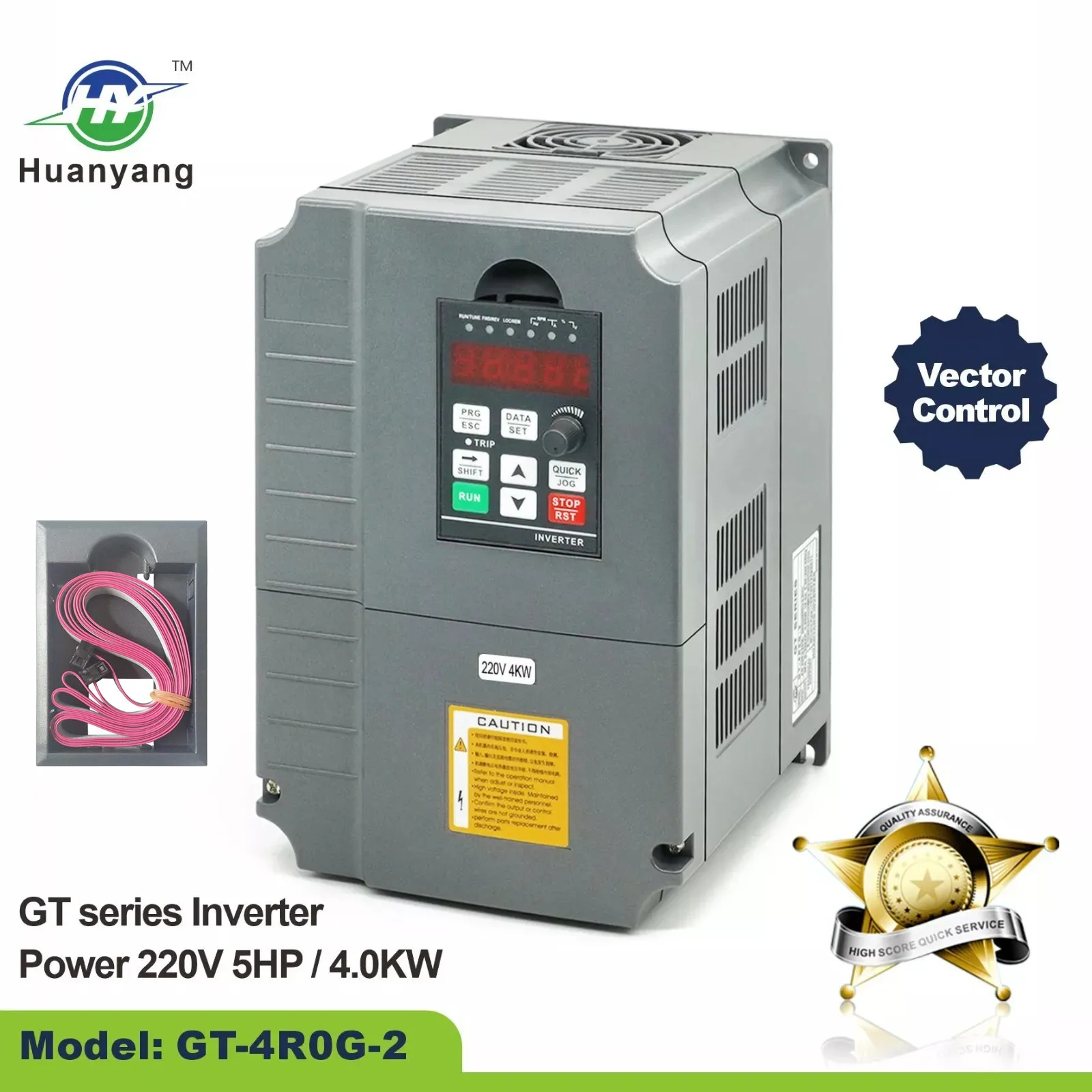 Huanyang GT Series VFD 220V 5HP 4kW Vector Control Variable Frequency Drive Inverter motor with Extension Cable