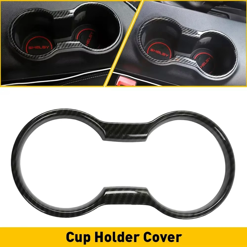 

Carbon Fibre Cup Holder Cover Frame Car Interior Accessories Trim for Ford Mustang 2023 2022 2021 2020 2019 2018 2017 2016