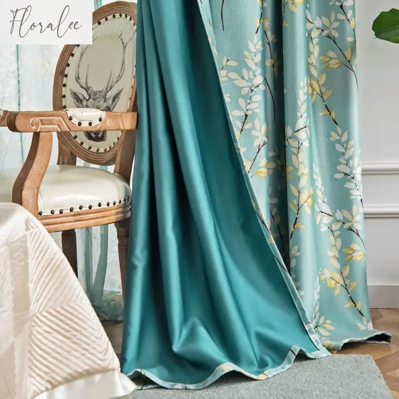 American Country Style Full Blackout Curtains for Living Room Bedroom Dining Study Thickened Children's Room Insulation Curtains