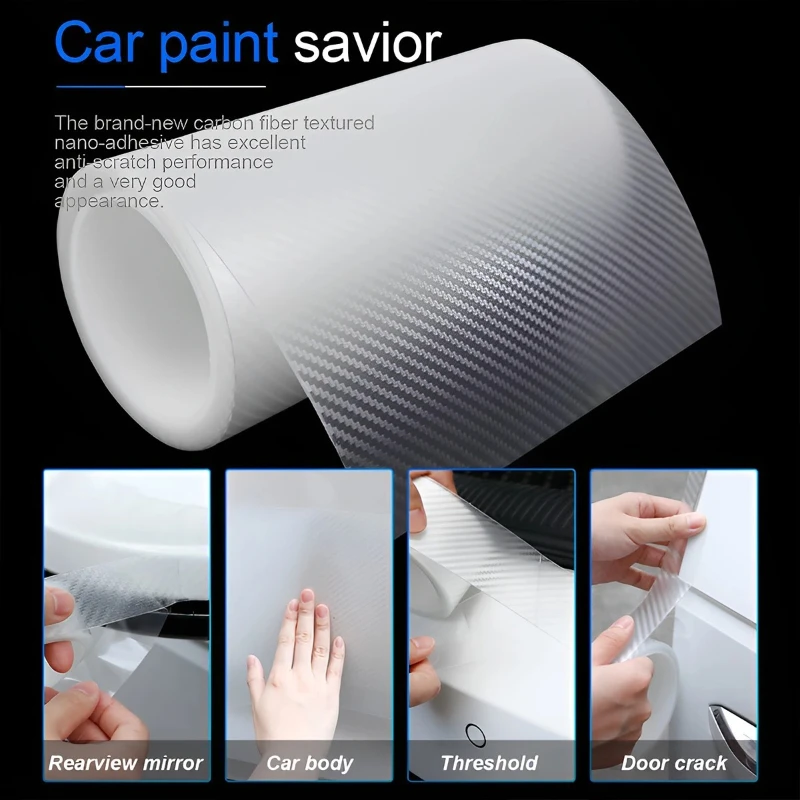 High Quality Nano Transparent Carbon Fiber Car Adhesive Tapes Auto Door Sill Side Mirror Anti Scratch Stickers Protection Film