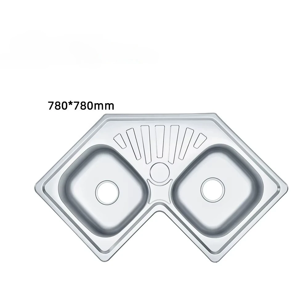 Stainless Steel Special Design 2 Bowls 1 Drainage Butterfly Kitchen Sink