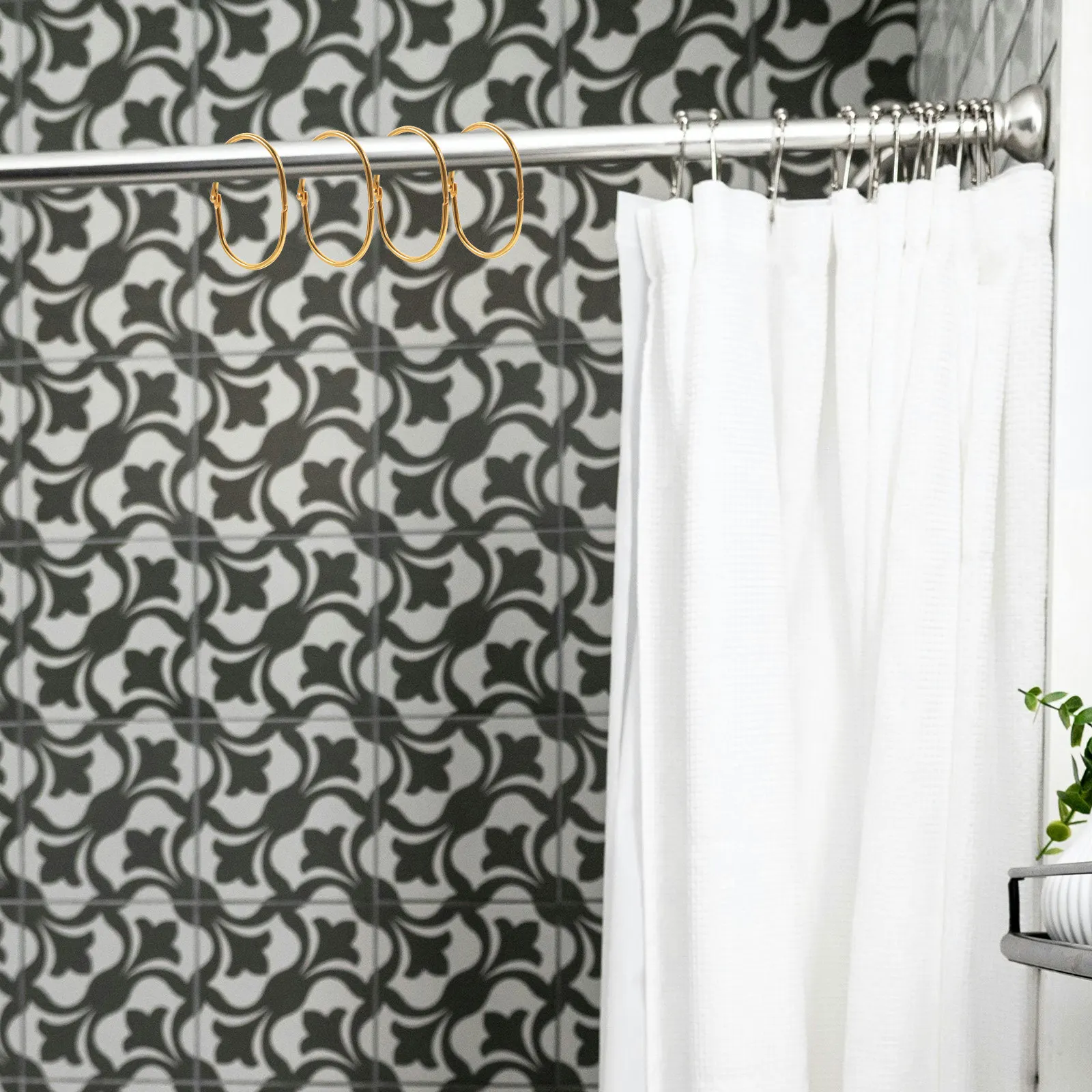 Metal Shower Curtain Rings 20 Pack Sturdy Smooth Glide Hooks for Heavy and Lightweight Bathroom Curtains