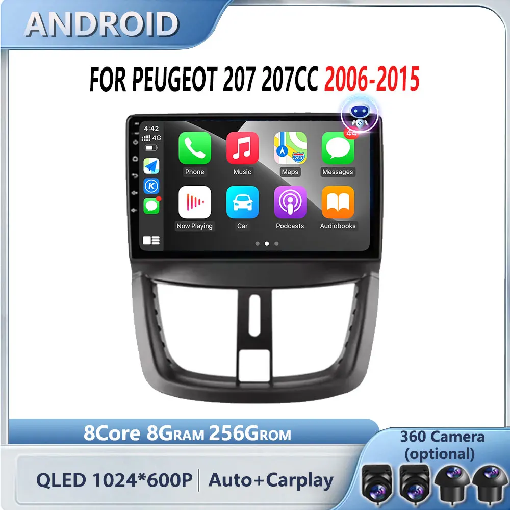 

Авторадио CarPlay Android 14, для PEUGEOT 207 207CC 2006-2015, автомобильный радиоприемник Multimidia, Android, GPS, WIFI, автомобильные интеллектуальные системы