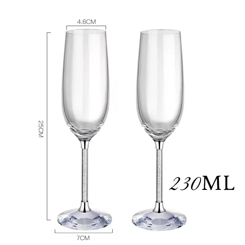 2PCS/Set Oh Trend Creative Crystal Champagne Glass, Ceremony Central Table Decoration, Wedding Gold Foil Stand Champagne Goblet