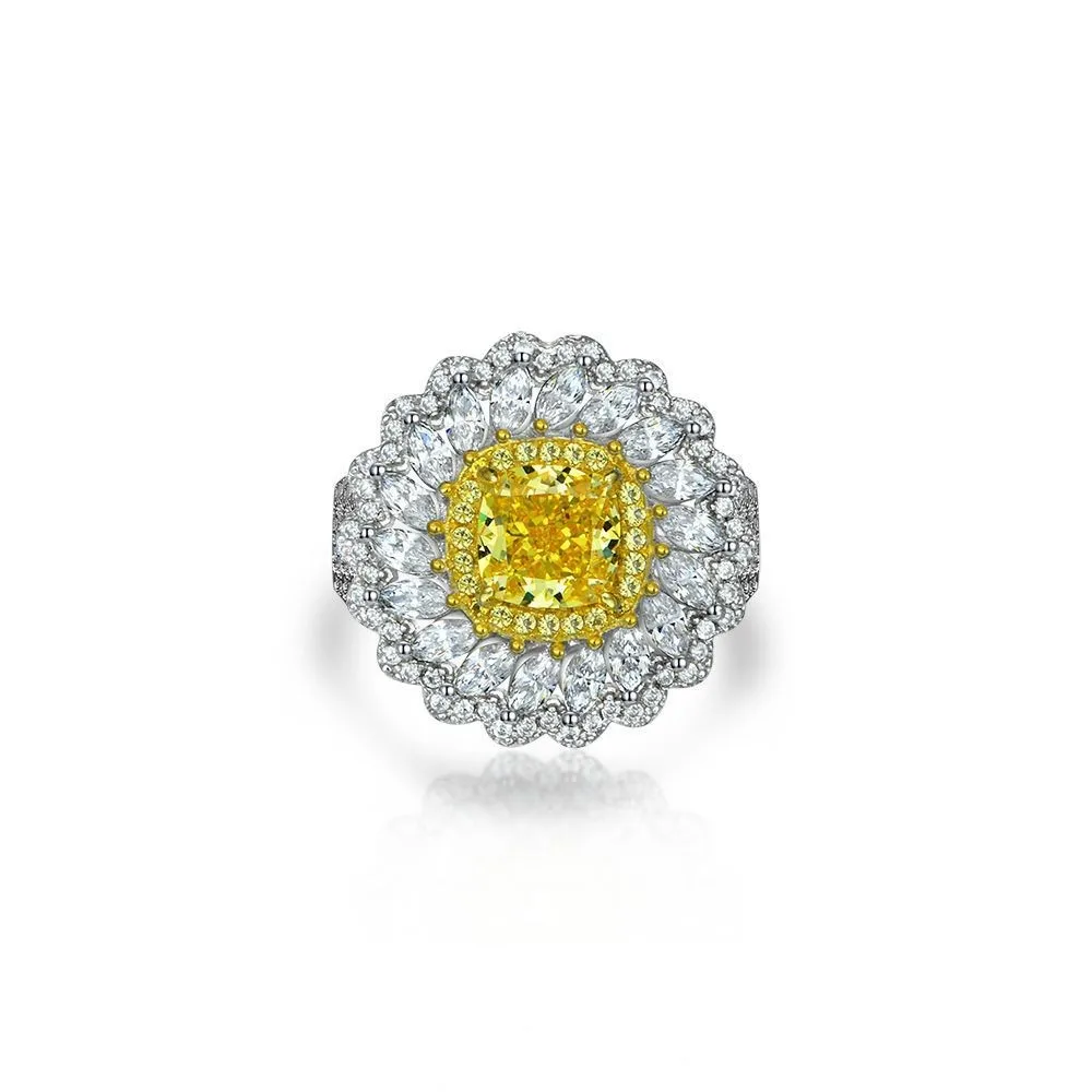 

Кольцо из серебра 925 пробы, стиль ромашки, толстый квадрат 1,5 карата, 7*7, высокоуглеродистый бриллиант, стиль для дня рождения, банкета