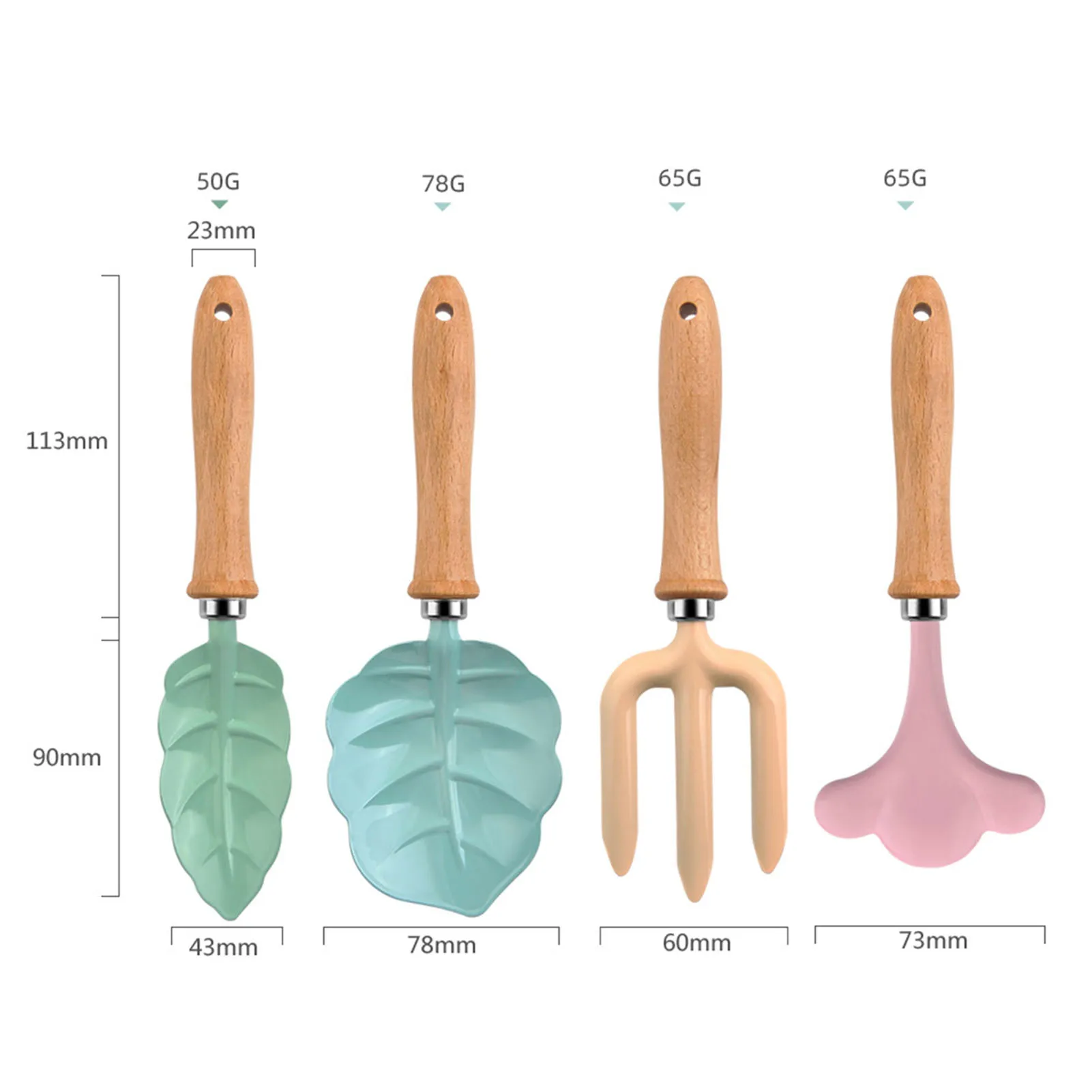 Little Gardener Tool Set Colorful  Safe Tools with Wood Hand Shovel Rake Fork Set Gardening Gifts for Kids Girls   JJ2372