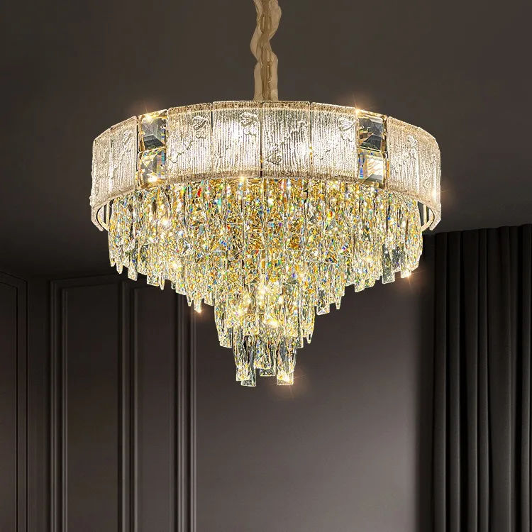 

Новый хрустальный светильник для ресторана с небольшой талией, длинный подвесной светильник, роскошный стиль, круглый основной светильник для гостиной, атмосферный роскошный подвесной светильник