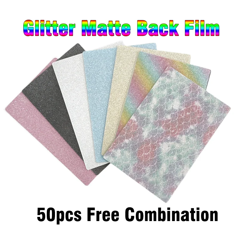 50pcs Mix Flash Diamond Relief Back Film For Mobile Phone Back Screen Protector Glitter Matte Hydrogel Film For Cutting Machine