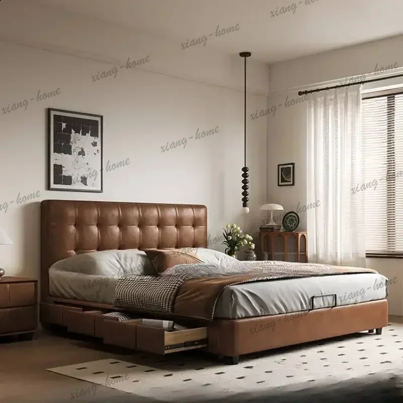Simple Pretty Double Bed Queen Elegant European Luxury King Frame Bed Sets Lit Pliable Modern Service Salon Letto Matrimoniale