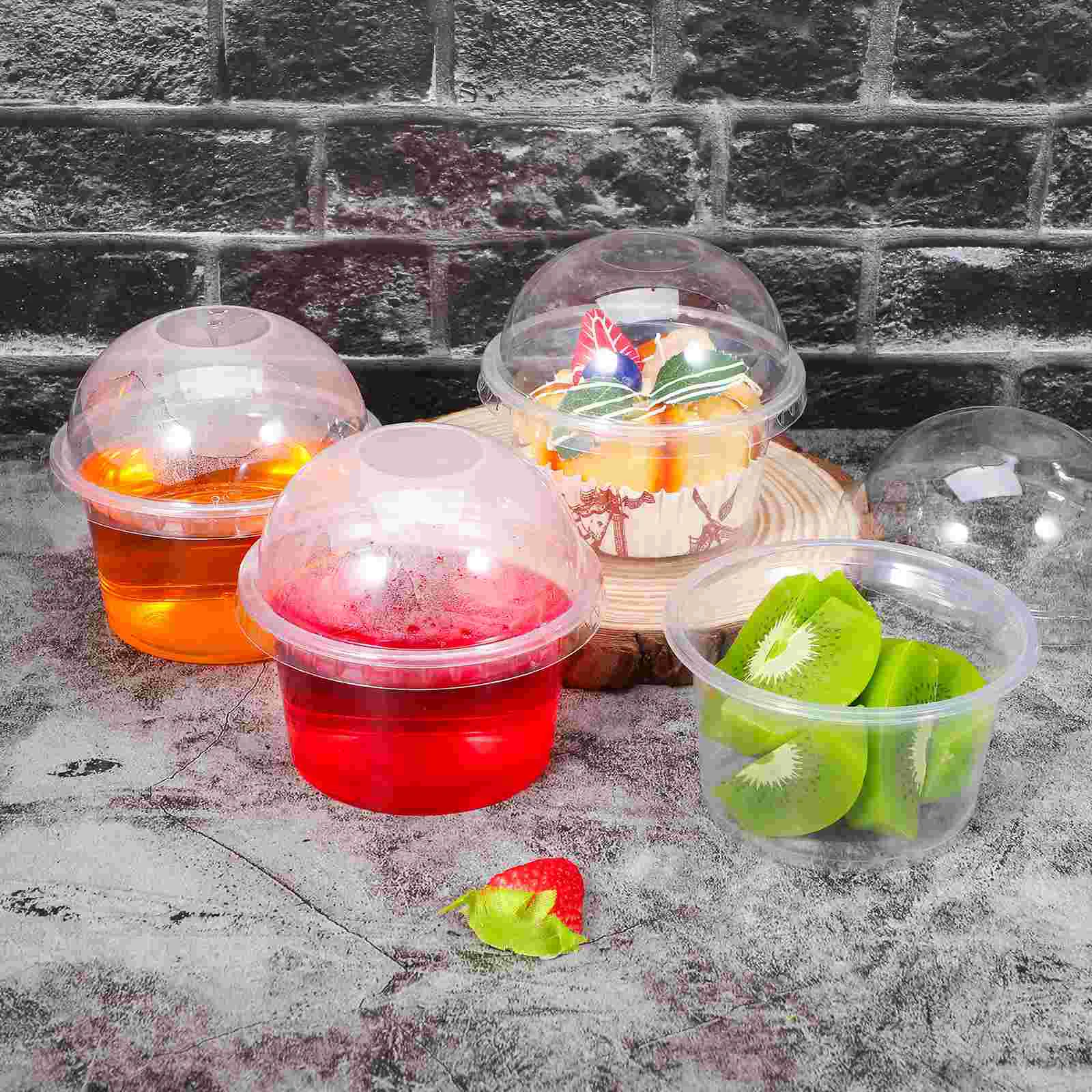 50pcs Disposable Plastic Pudding Cups With Lids Dessert Containers Cake Yogurt Ice Cream Bowls Takeout Packaging Disposable