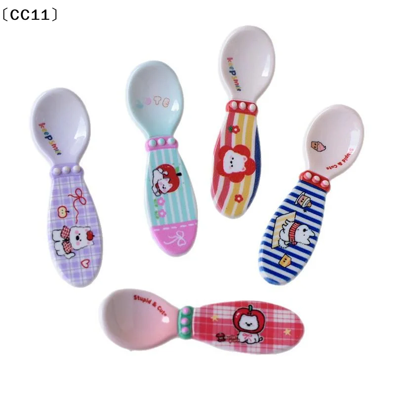 10Pcs Cartoon Spoon Cute And Durable Rice Spoon Preschool Complementary Food Tableware Gifts DIY Accessories〔CC11〕