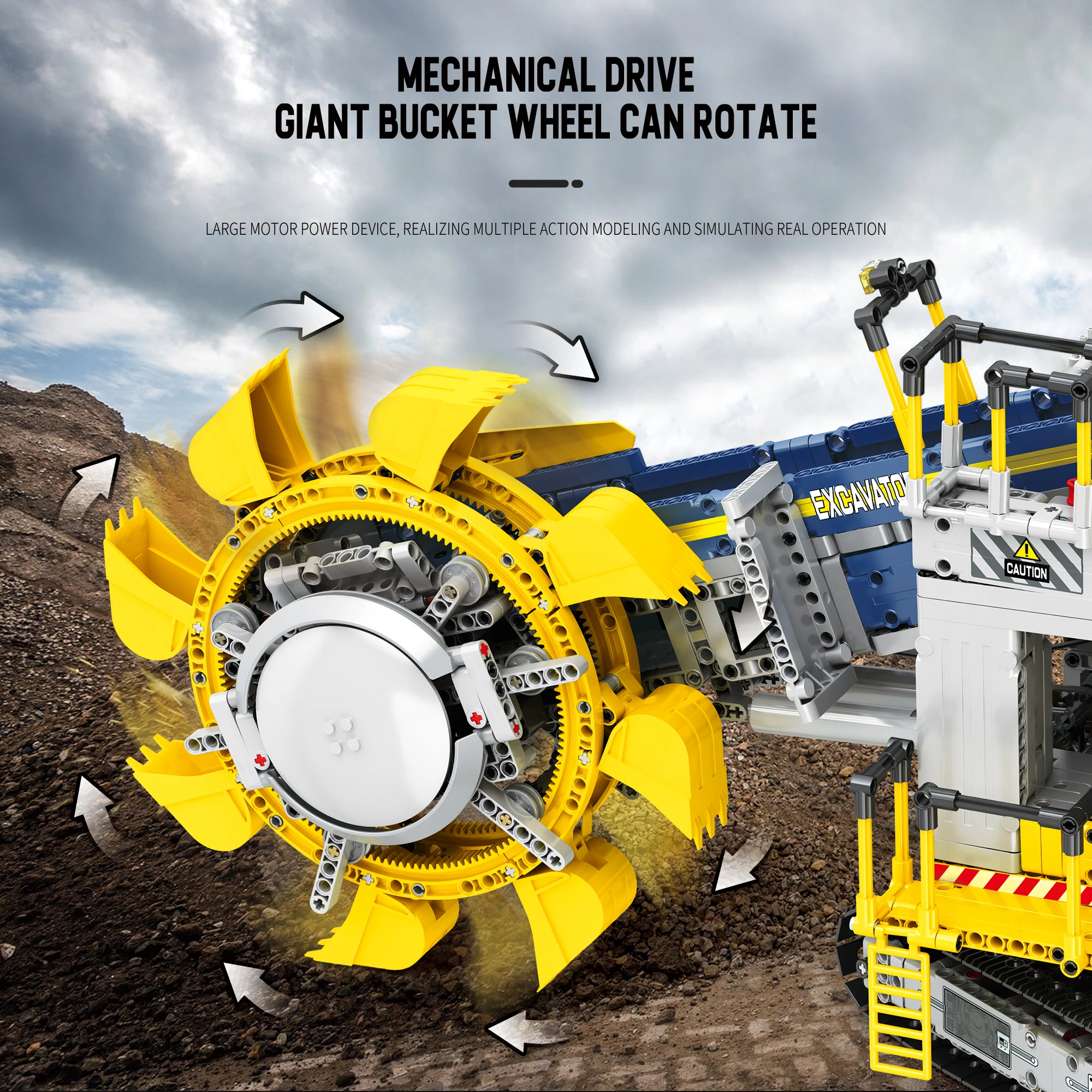 Bucket Wheel Excavator Building Set, รีโมทคอนโทรล Tow Truck Crane Construction Model Kit, ของขวัญวันเกิดสําหรับผู้ใหญ่เด็กชาย 14 +