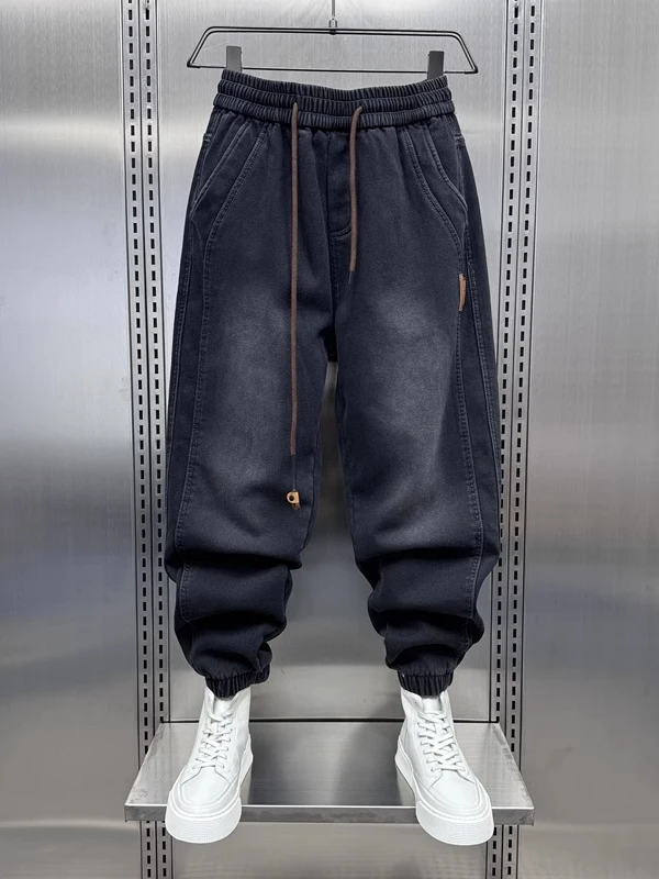 

Large Size 300 Pounds Men's Vintage Washed Denim Pants Loose Fit Slimming Harlan Casual Dad Pants Autumn Wear Resistant