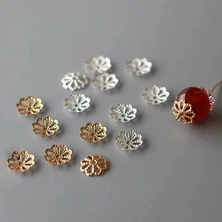 200Pcs/Lot 9mm Silver Gold Plated Flower petal End Spacer Beads Caps Charms Bead Cups For Jewelry Making Diy Accessories