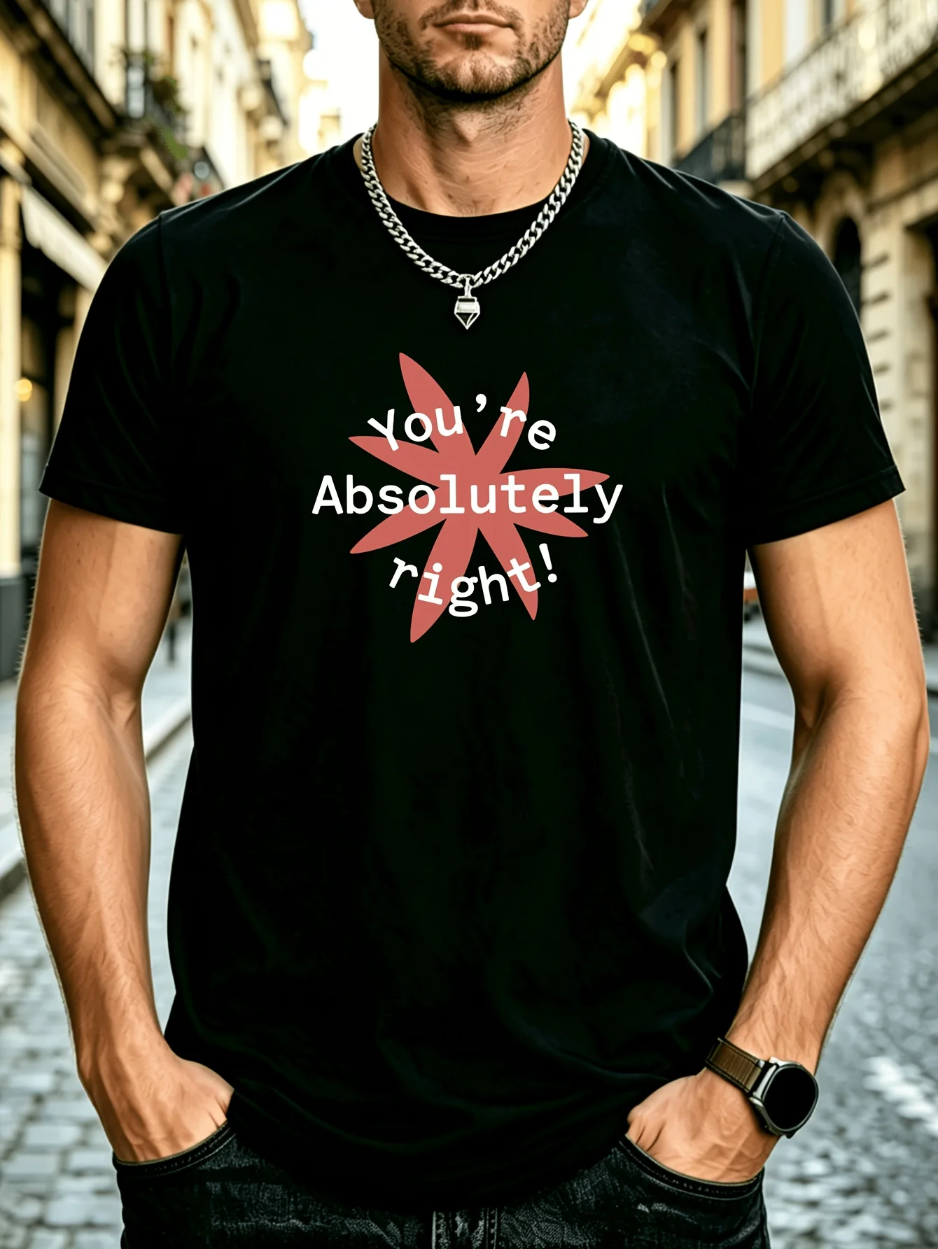 Men'S You'Re Absolutely Right Floral Print Funny T-Shirt Casual Comfortable Short Sleeve
