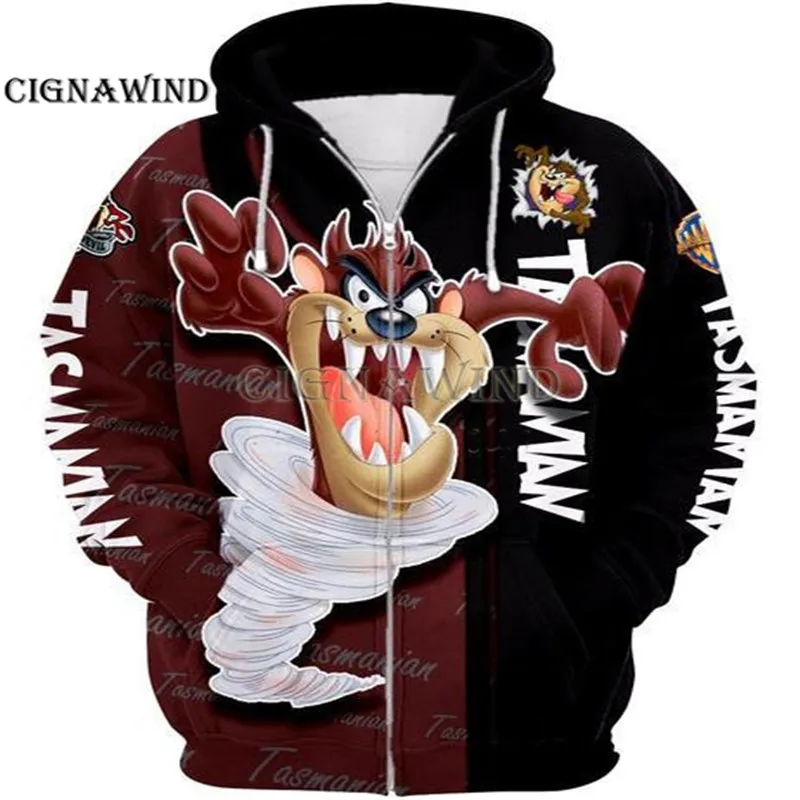 تي شيرت تسمانيا الشيطان عالي الجودة للرجال/النساء تي شيرت مطبوع ثلاثي الأبعاد تي شيرت هاراجوكو نمط هوديس/بلوزات/سترة صيفية