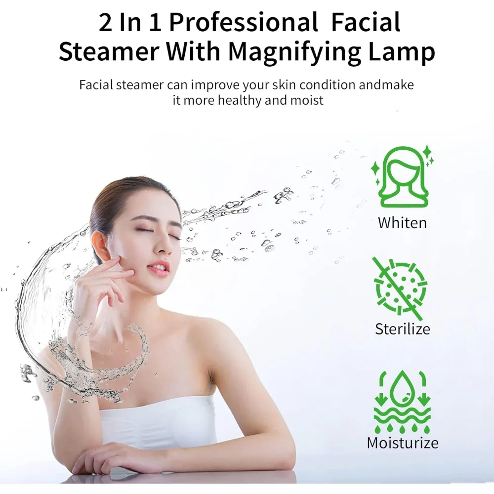 جهاز بخار الوجه 2 في 1 مع ضوء تكبير 5 مرات، تنظيف عميق للعناية الشخصية بالبشرة، جهاز بخار التجميل الاحترافي #4