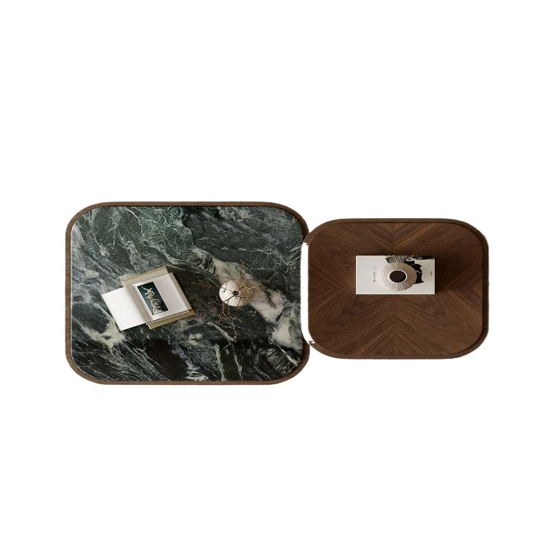 

Retro square home coffee table combination 2025 new Italian living room coffee table high-end atmosphere