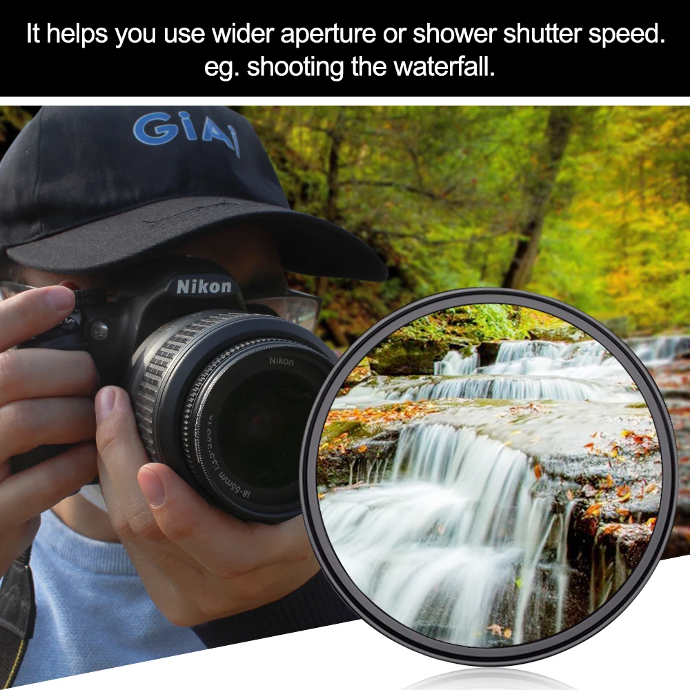 GiAi Camera ND Filter ND1000 37mm-95mm Neutral Density Filter with Nano Coating for Sony Canon Nikon DSLR Camera Lens