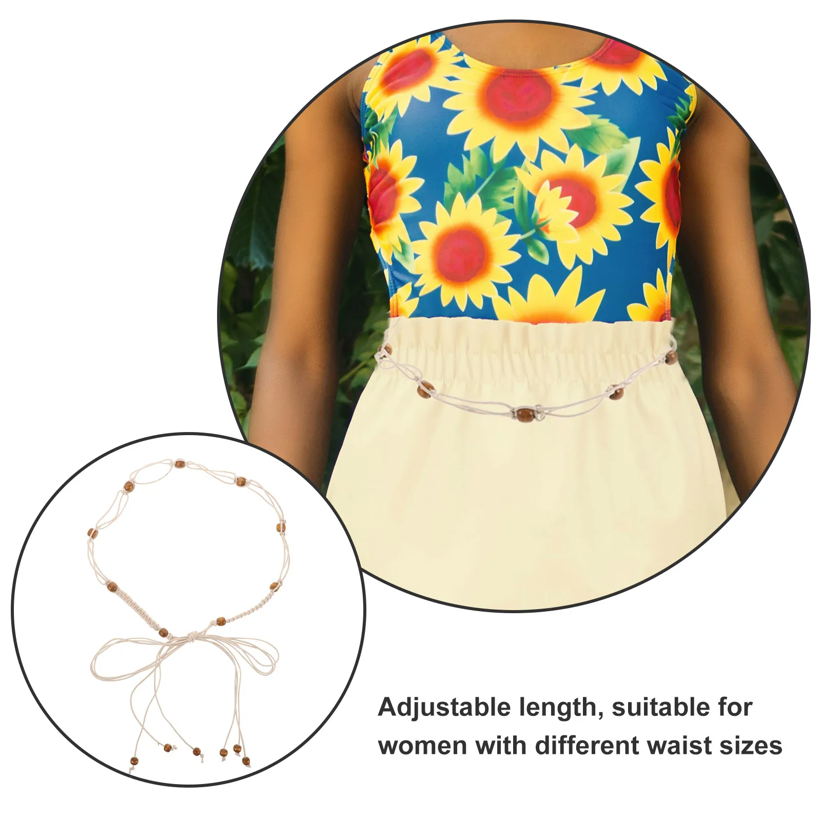 

Bohemian Style Fabric Belts For Men Women Cotton Linen Braided Belt Womens Beads Knots Durable Vacation Wear Braided Belts