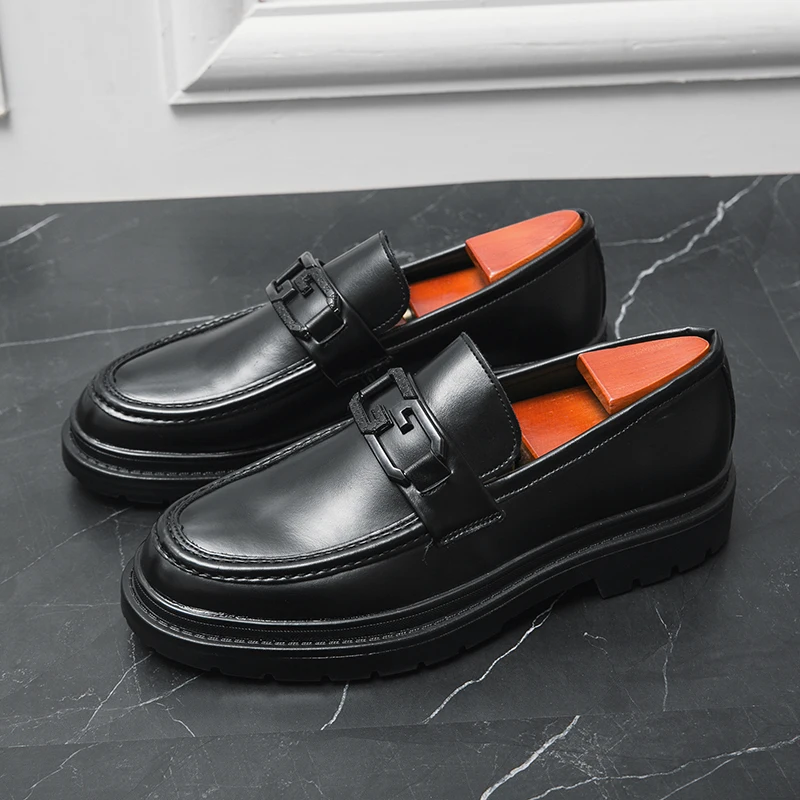 Men Weave Pattern Lace-up Loafers Fashion High Quality Luxury Leather Shoes Summer Slip-on Elegant Business Driving Shoes Black