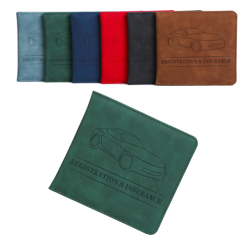 Car Registration Driver's License And Insurance Card Holder - Leather Vehicle Glove Box Automobile Documents Paperwork Organizer