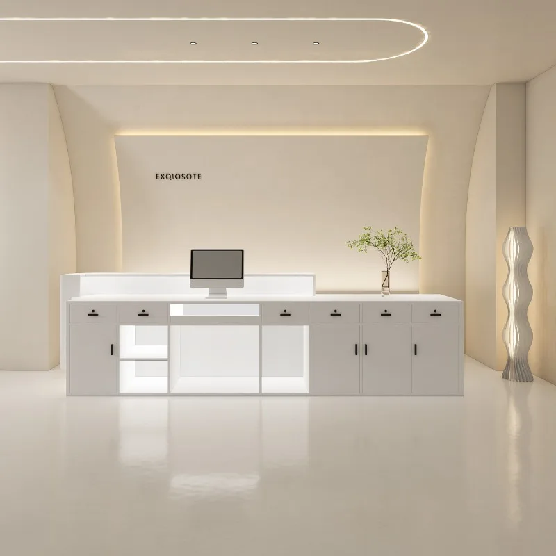 Design Clinic Rezeption, Empfangstheke, Aufbewahrung, lange Business-Empfangstheken, Schönheitssalon, Mostrador, Rezeptionsmöbel