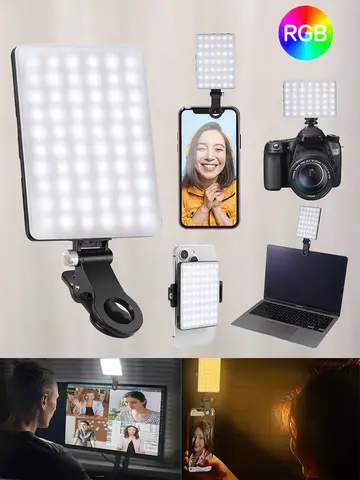 Mini RGB LED Fill Light Portable Pocket Clip Lamp USB Rechargeable for iPhone Android iPad Laptop Video Vlog Live Photography