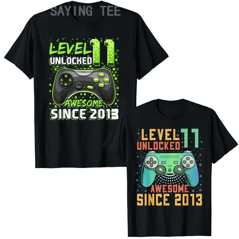 

Level 11 Unlocked Awesome Since 2013 11th Birthday Gaming T-Shirt Funny Video Gamer Life Style Tee Tops Sons Nephew B-day Gifts