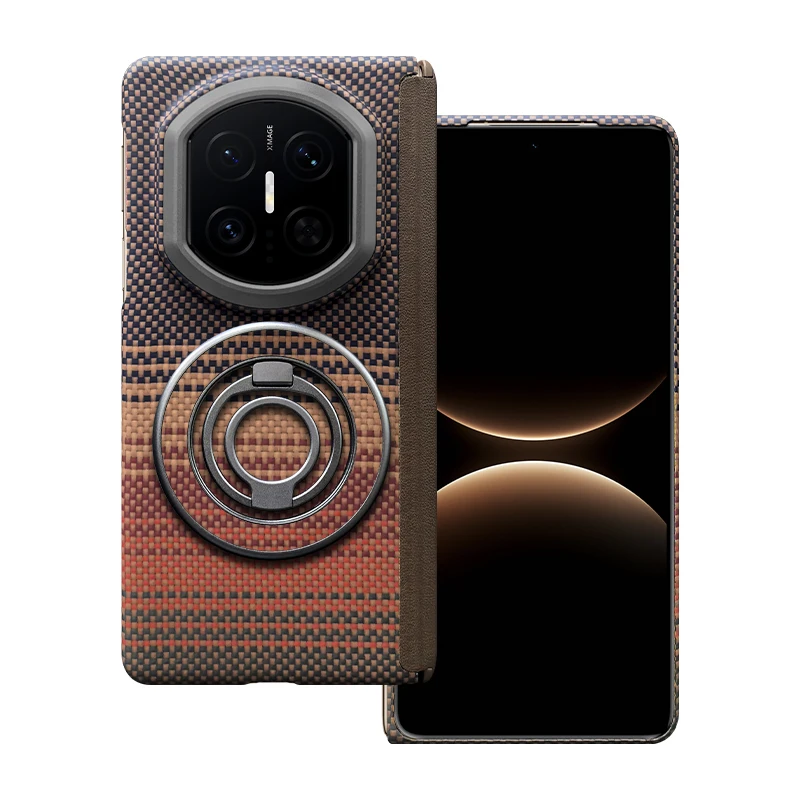 100% оригинальный чехол для телефона из арамидного волокна Kevlar для Huawei Mate X7, защита центральной оси, вращающийся кронштейн, противоударная задняя крышка