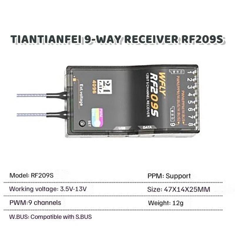 WFLY oryginalny RF201S RF204W RF206S RF207S RF209S 2.4GHz Receptor odbiornika ET07 ET12 4/6/7/9CH S. Autobus PPM PWM RC nadajnik radiowy