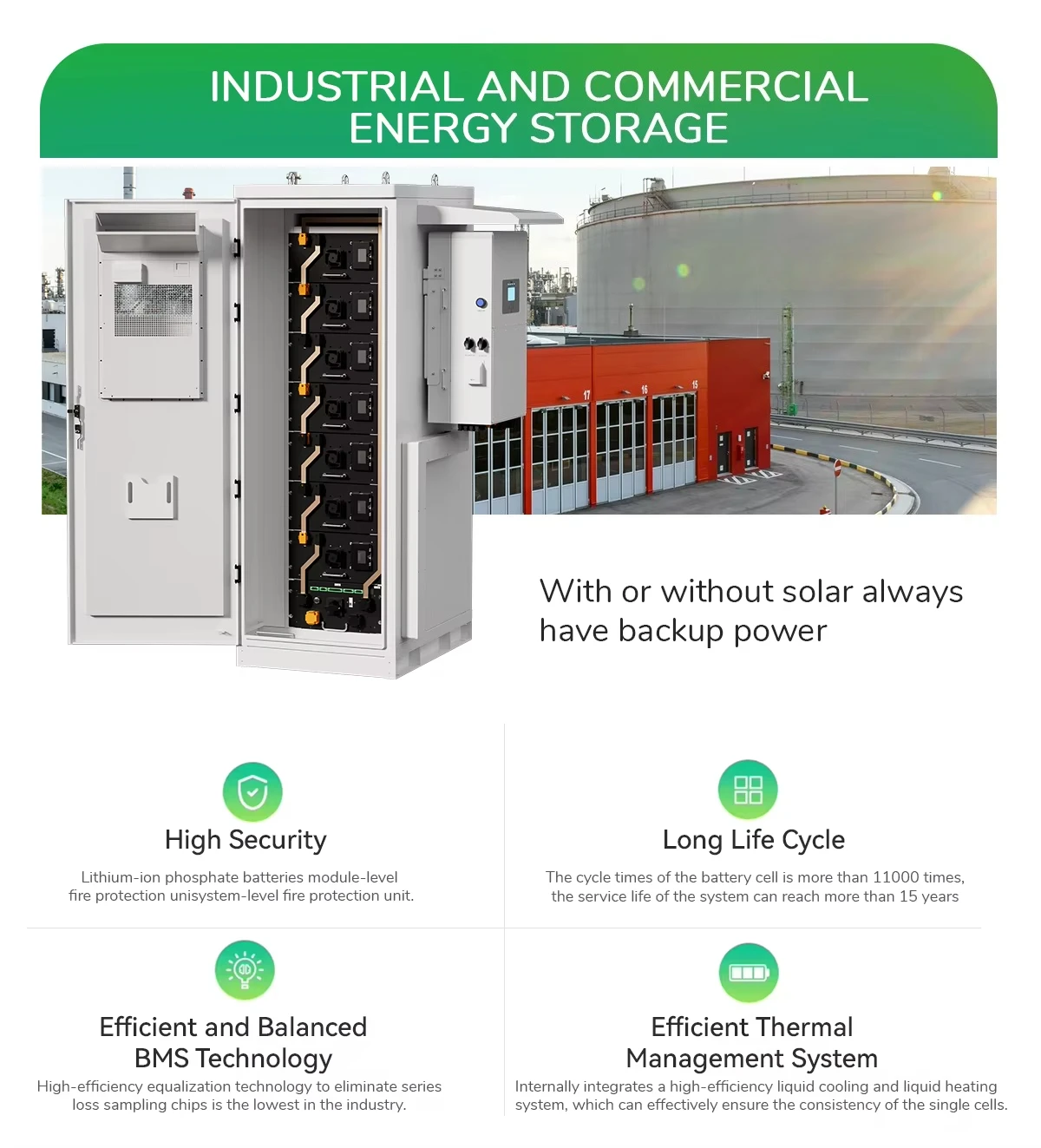 All-in-one 100kwh 358V High Voltage Industrial & Commercial ESS Lithium LiFePo4 Battery System IP54 WIFI hybrid inverter