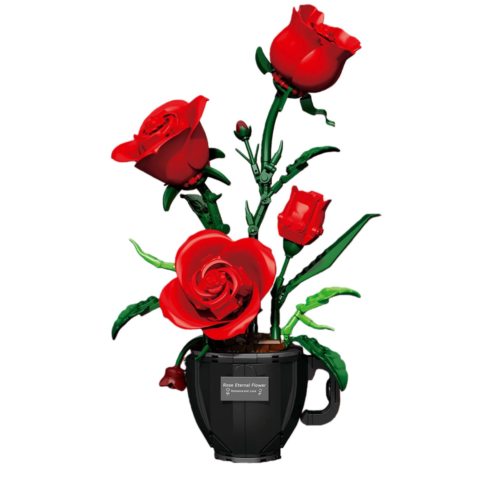 

Домашний декор в горшке с розой, креативные украшения, набор игрушек из строительных блоков, подарок на День святого Валентина, подарок на день рождения для девочек