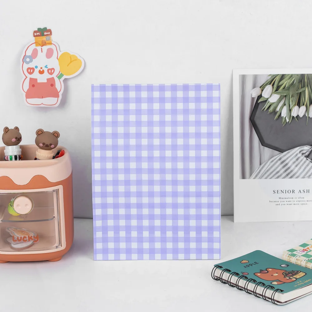 한국 스타일 컬러 체크 무늬 크래프트 종이, 파편 분류 및 보관, 명절 선물 포장 가방, 10 개, 30 개, 50 개